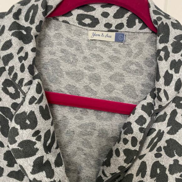 YARN & SEA • Luxe Gray Leopard Cheetah Animal Print Luxury Bamboo Nightshirt - Picture 3 of 7